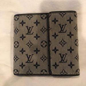 LV canvas blue monogram wallet - EUC